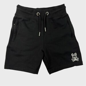 Psycho Bunny Black Goth Shorts Embroidered XS 100% Cotton Kids Emo Goth